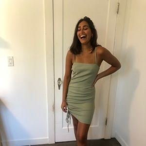 Green sage dress / runched side